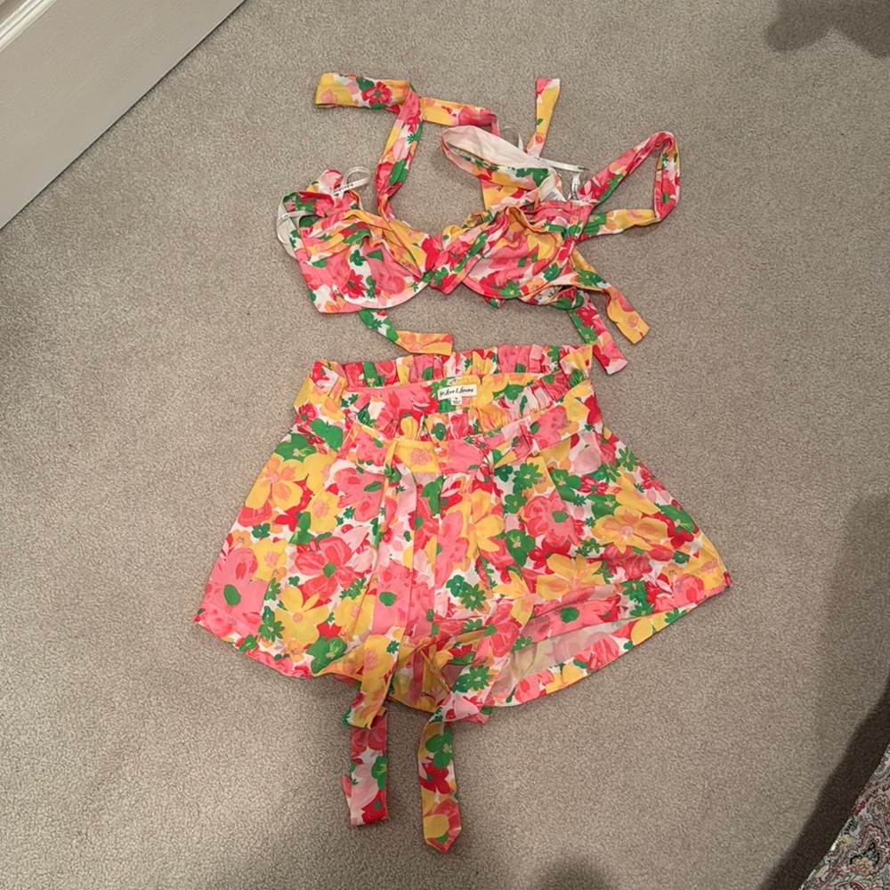 Floral Two-Piece Set with Top and Shorts